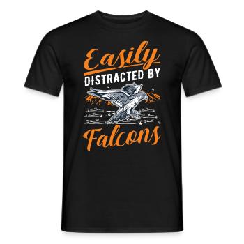 Facilement distrait par les faucons Falkenzüchter Falkner - T-shirt homme - noir - Devant - AI Model Male 178 light (178cm)