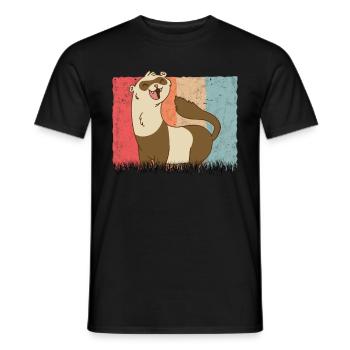Ferret Retro Weasel Vintage - T-shirt homme - noir - Devant - AI Model Male 178 light (178cm)