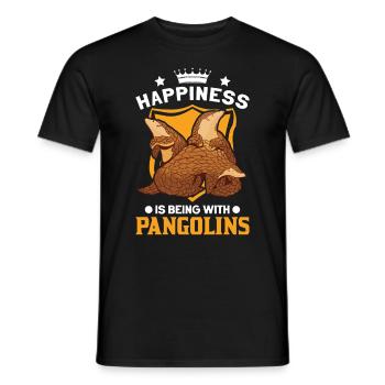 Happiness is being with Pangolins Schuppentier - Men's T-Shirt - black - Front - AI Model Male 178 light (178cm)