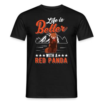 La vie est meilleure avec un panda roux - T-shirt homme - noir - Devant - AI Model Male 178 light (178cm)