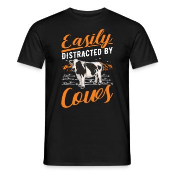 Easily distracted by Cows cow cattle breeder cow - Men's T-Shirt - black - Front - AI Model Male 178 light (178cm)