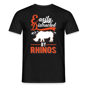 Easily distracted by Rhinos Rhino - Men's T-Shirt - black - Front - AI Model Male 178 light (178cm)