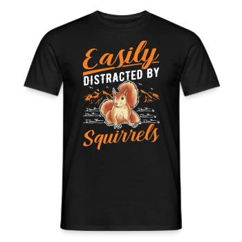 Facilement distrait par les écureuils Eichhörnchen - T-shirt homme - noir - Devant - AI Model Male 178 light (178cm)