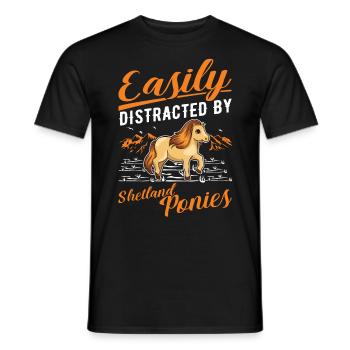 Easily distracted by Shetland Ponies Shetty - Männer T-Shirt - Schwarz - Vorne - AI Model Male 178 light (178cm)