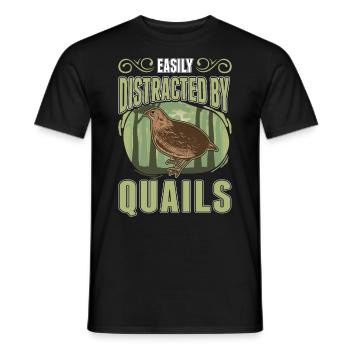 Easily distracted by Quails quail - Men's T-Shirt - black - Front - AI Model Male 178 light (178cm)