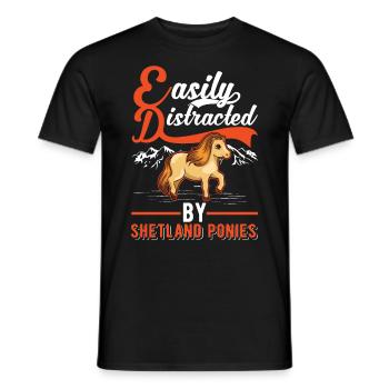 Easily distracted by Shetland Ponies Shetty - Männer T-Shirt - Schwarz - Vorne - AI Model Male 178 light (178cm)