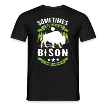 Buffalo Gift Bison Buffallo Buffle d’eau - T-shirt homme - noir - Devant - AI Model Male 178 light (178cm)