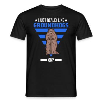 J’aime beaucoup les marmottes Marmotte Murmeltier - T-shirt homme - noir - Devant - AI Model Male 178 light (178cm)