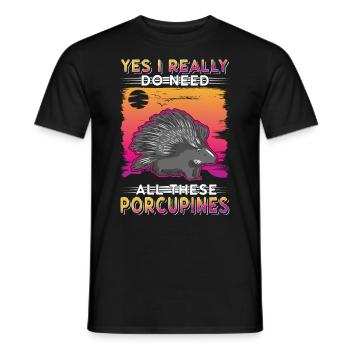 Porcupine Gift Porcupine - Men's T-Shirt - black - Front - AI Model Male 178 light (178cm)