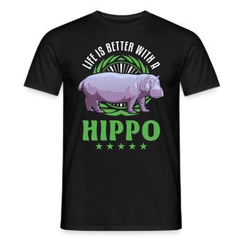 La vie est meilleure avec un hippopotame - T-shirt homme - noir - Devant - AI Model Male 178 light (178cm)