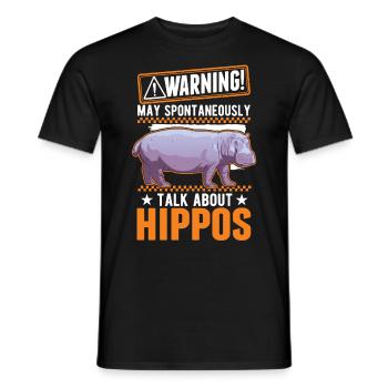Warning Hippo Hippo Hippo Hippo - Men's T-Shirt - black - Front - AI Model Male 178 light (178cm)