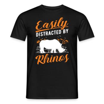 Easily distracted by Rhinos Rhino - Men's T-Shirt - black - Front - AI Model Male 178 light (178cm)