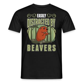 Easily distracted by Beavers Biber - Männer T-Shirt - Schwarz - Vorne - AI Model Male 178 light (178cm)