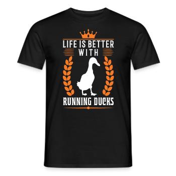 La vie est meilleure avec les canards qui courent - T-shirt homme - noir - Devant - AI Model Male 178 light (178cm)