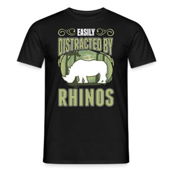 Easily distracted by Rhinos Rhino - Men's T-Shirt - black - Front - AI Model Male 178 light (178cm)