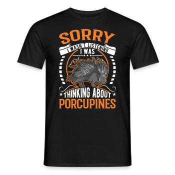 Porcupine Gift Porcupine - Men's T-Shirt - black - Front - AI Model Male 178 light (178cm)