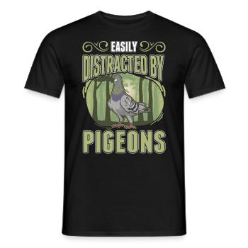 Easily distracted by Pigeons Pigeon Pigeon Fancier - Men's T-Shirt - black - Front - AI Model Male 178 light (178cm)