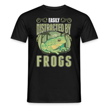 Easily distracted by Frogs Frosch - Men's T-Shirt - black - Front - AI Model Male 178 light (178cm)