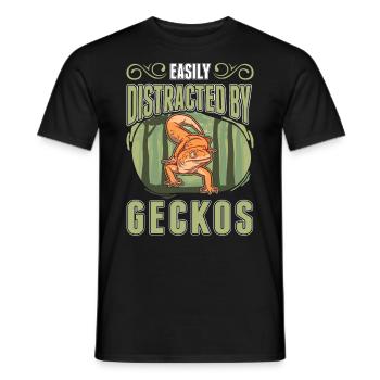 Facilement distrait par Geckos Leopard Gecko - T-shirt homme - noir - Devant - AI Model Male 178 light (178cm)