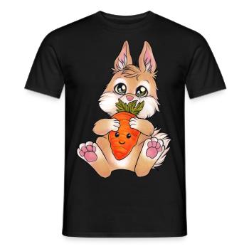 Niedlicher Hase im Comic Stil mit Karotte Möhre - Männer T-Shirt - Schwarz - Vorne - AI Model Male 178 light (178cm)