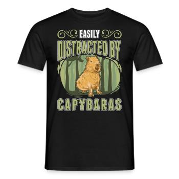 Easily distracted by Capybaras - Männer T-Shirt - Schwarz - Vorne - AI Model Male 178 light (178cm)