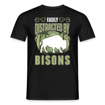 Facilement distrait par les bisons Buffle d’eau Buffle - T-shirt homme - noir - Devant - AI Model Male 178 light (178cm)