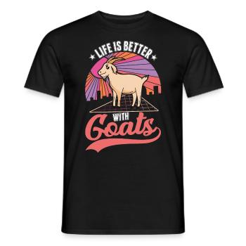 La vie est meilleure avec les chèvres hôte chèvre - T-shirt homme - noir - Devant - AI Model Male 178 light (178cm)