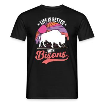 Life is better with a buffalo Buffalo - Men's T-Shirt - black - Front - AI Model Male 178 light (178cm)