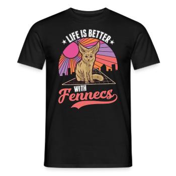 Das Leben ist besser mit einem Fennek - Männer T-Shirt - Schwarz - Vorne - AI Model Male 178 light (178cm)