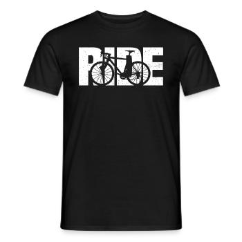 Ride Bike T-shirt Cycling Gift for Cyclist - Men's T-Shirt - black - Front - AI Model Male 178 light (178cm)