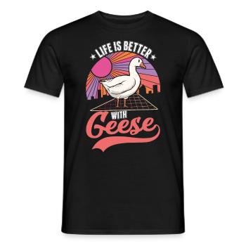 Life is better with geese goose breeders - Men's T-Shirt - black - Front - AI Model Male 178 light (178cm)