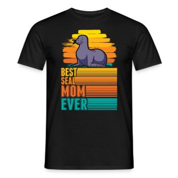 Best Seal Mom Ever Robben Mama Seehund - Männer T-Shirt - Schwarz - Vorne - AI Model Male 178 light (178cm)