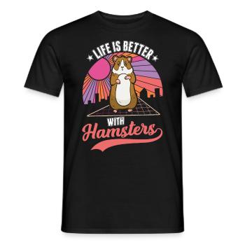La vie est meilleure avec un hamster - T-shirt homme - noir - Devant - AI Model Male 178 light (178cm)