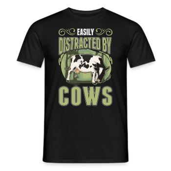 Easily distracted by Cows cow cattle breeder cow - Men's T-Shirt - black - Front - AI Model Male 178 light (178cm)