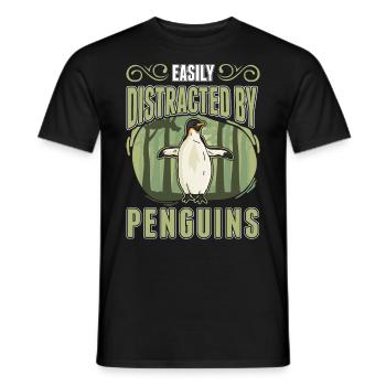 Easily distracted by Penguins Pinguin - Männer T-Shirt - Schwarz - Vorne - AI Model Male 178 light (178cm)