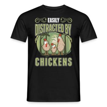 Easily distracted by Chickens Hühner Hühnchen - Männer T-Shirt - Schwarz - Vorne - AI Model Male 178 light (178cm)