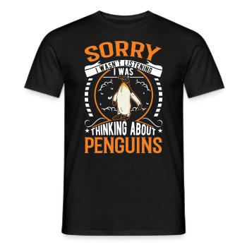 Pingouin Cadeau Pingouin Pingouin aux yeux jaunes - T-shirt homme - noir - Devant - AI Model Male 178 light (178cm)