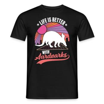 Life is better with aardvark - Men's T-Shirt - black - Front - AI Model Male 178 light (178cm)