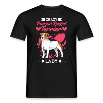 Crazy Parson Russel Terrier lady - Men's T-Shirt - black - Front - AI Model Male 178 light (178cm)