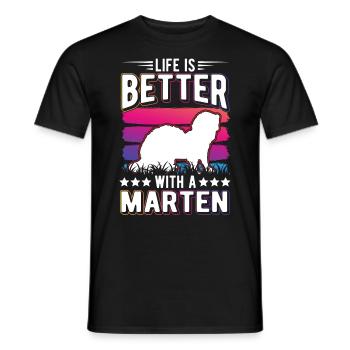 Life is better with marten mink pine marten - Men's T-Shirt - black - Front - AI Model Male 178 light (178cm)