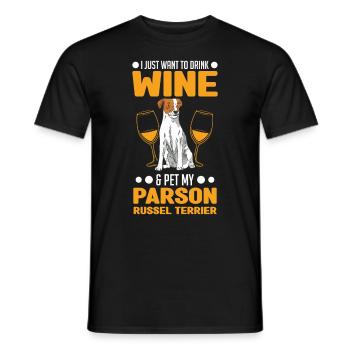Parson Russell Terrier and Wine - Men's T-Shirt - black - Front - AI Model Male 178 light (178cm)