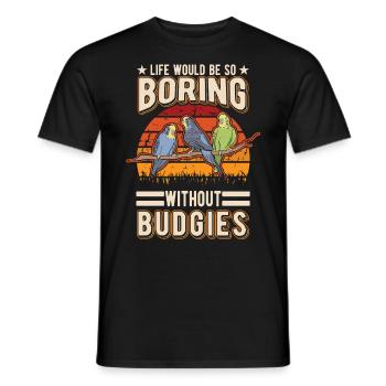 Budgerigar Gift Welli cockatiel - Men's T-Shirt - black - Front - AI Model Male 178 light (178cm)