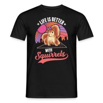 La vie est meilleure écureuil - T-shirt homme - noir - Devant - AI Model Male 178 light (178cm)
