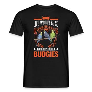 Budgerigar Gift Welli cockatiel - Men's T-Shirt - black - Front - AI Model Male 178 light (178cm)