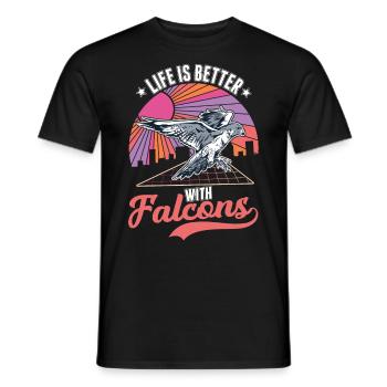 Das Leben ist besser mit Falken Falkner - Männer T-Shirt - Schwarz - Vorne - AI Model Male 178 light (178cm)