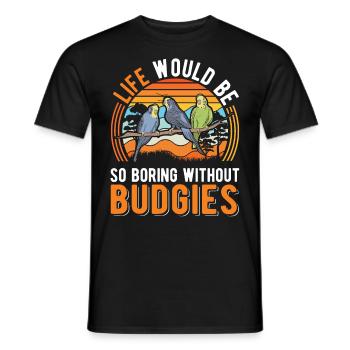 Budgerigar Gift Welli cockatiel - Men's T-Shirt - black - Front - AI Model Male 178 light (178cm)