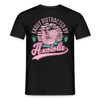 Facilement distrait par l’amphibien à queue d’Axolotl - T-shirt homme - noir - Devant - AI Model Male 178 light (178cm)