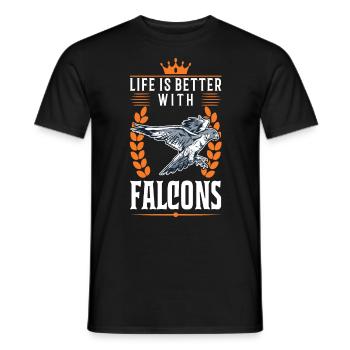 Das Leben ist besser mit Falken Falkner - Männer T-Shirt - Schwarz - Vorne - AI Model Male 178 light (178cm)