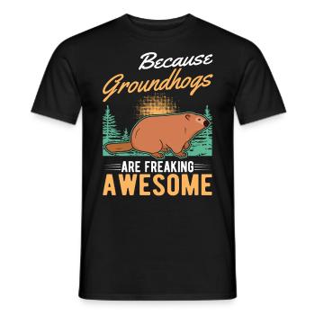 Marmot Groundhog Day Woodhog Groundhog - Men's T-Shirt - black - Front - AI Model Male 178 light (178cm)