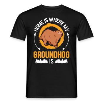 Groundhog Home Groundhog Day Marmot - Men's T-Shirt - black - Front - AI Model Male 178 light (178cm)